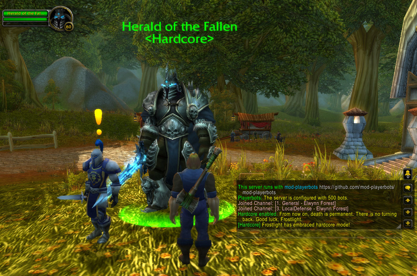 Embracing Hardcore mode at the Herald of the Fallen in Elwynn Forest
