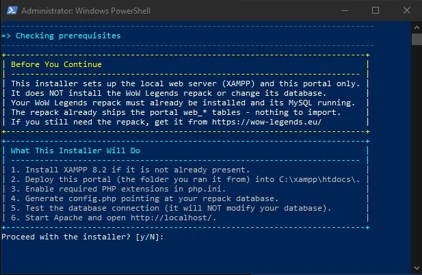 The player portal one-click PowerShell installer